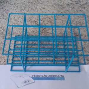 Estante em arame para 24 Tubos De Ensaio c/25 mm de diametro cobertura em PVC - Cor AZUL