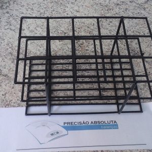 Estante em arame para 24 Tubos De Ensaio c/25 mm de diametro cobertura em PVC - Cor PRETA