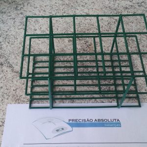 Estante em arame para 24 Tubos De Ensaio c/25 mm de diametro cobertura em PVC - Cor VERDE